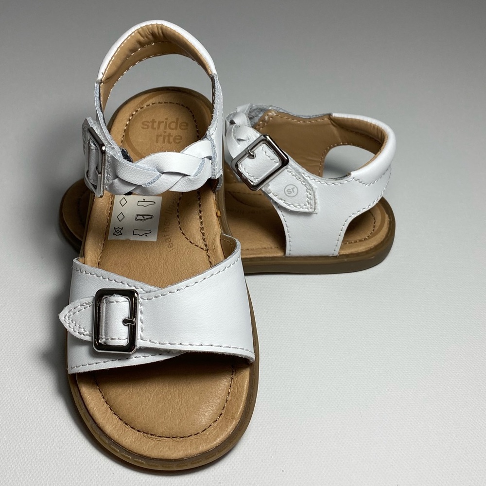 Stride Rite Toddler Girls White leather sandals